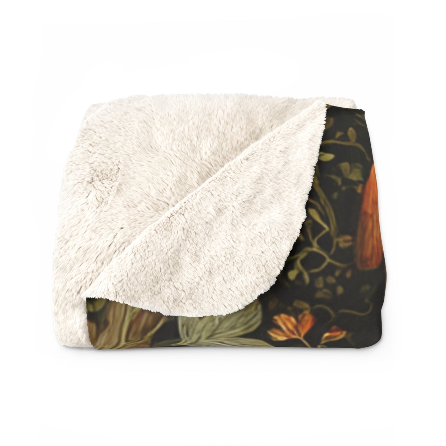 Autumn Gnome Houses Sherpa Fleece Blanket | Cozy Fall Throw | Whimsical Home Decor | Seasonal Home Accent | Fall Gnome Village Design