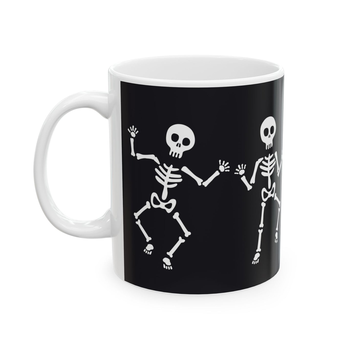 Skeleton Dance Ceramic Mug: Fun Halloween Gift, Coffee Cup, Party Decor, Spooky Season, 11 oz and 15 oz mugs
