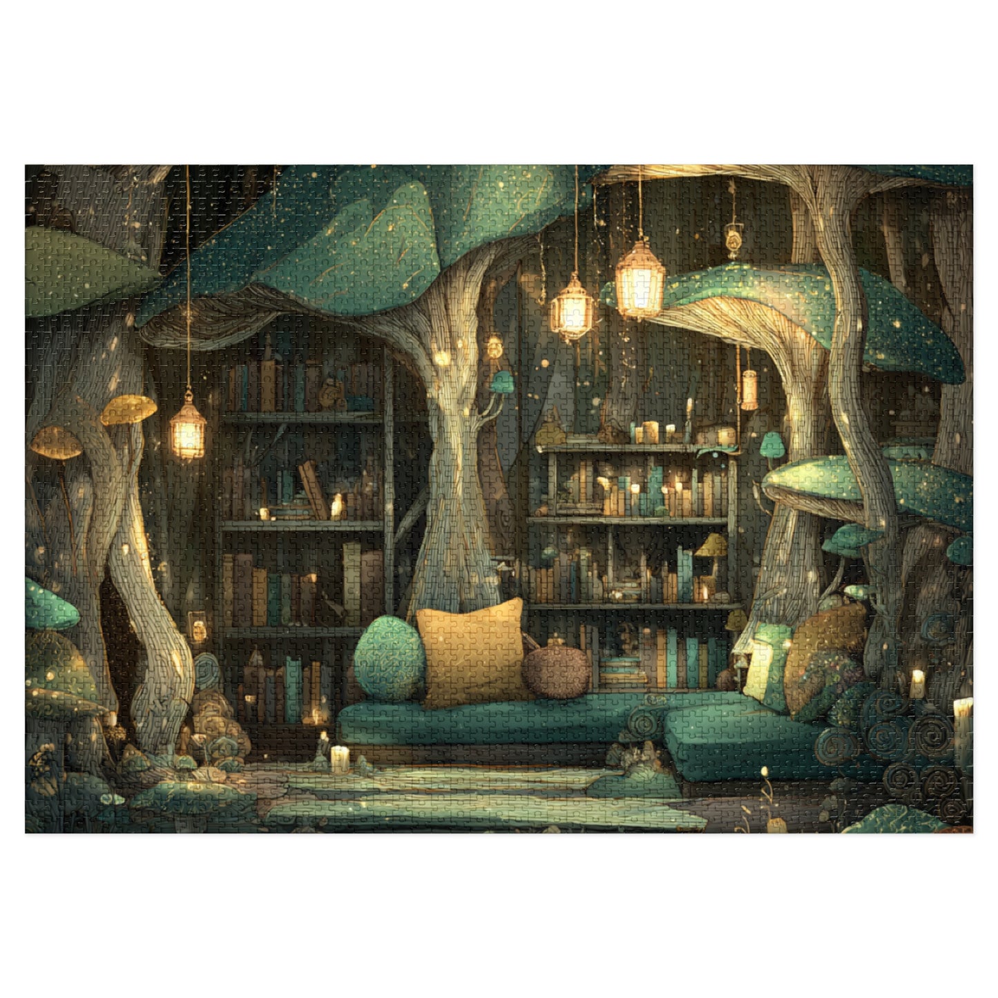Mystical Mushroom Library Jigsaw Puzzle (with Tin)