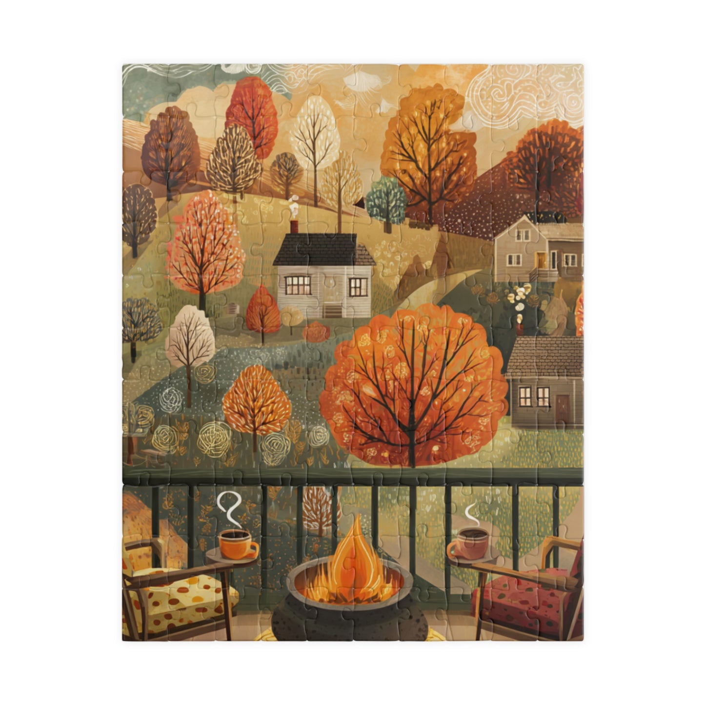 Autumn Evening Puzzle — Cozy Fall Landscape Jigsaw (110/252/520/1014 pcs)