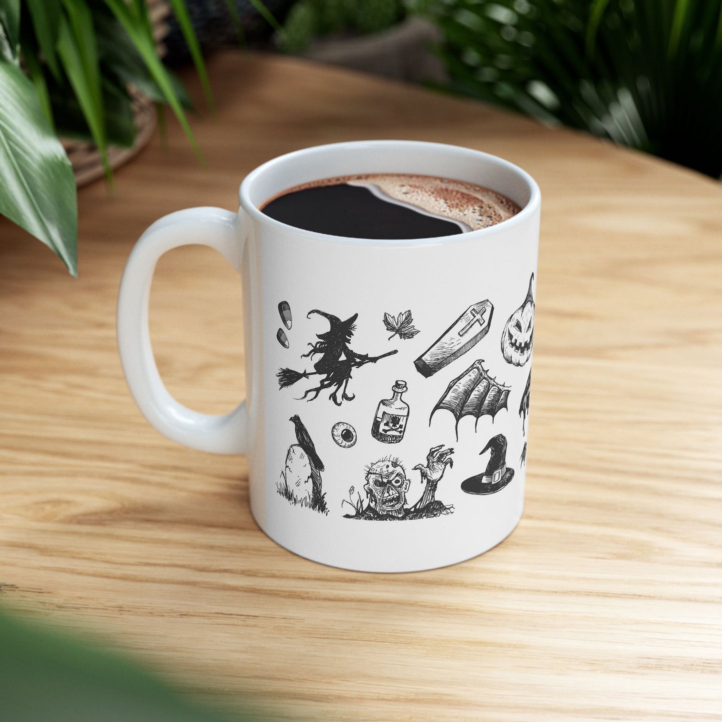 Halloween Ceramic Mug, Spooky Gift, Ghosts & Ghouls, 11oz 15oz, Fall Decor, Unique Halloween Mug