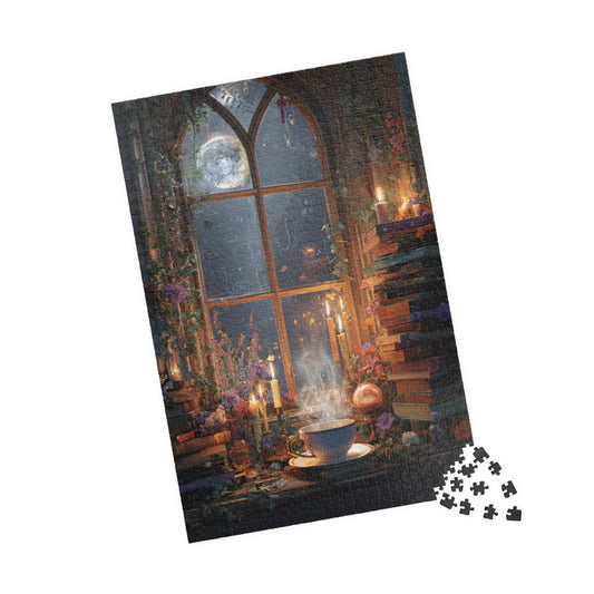 Moonlit Witch's Den Jigsaw Puzzle – Spellbooks, Herbal Remedies & Candlelit Magic