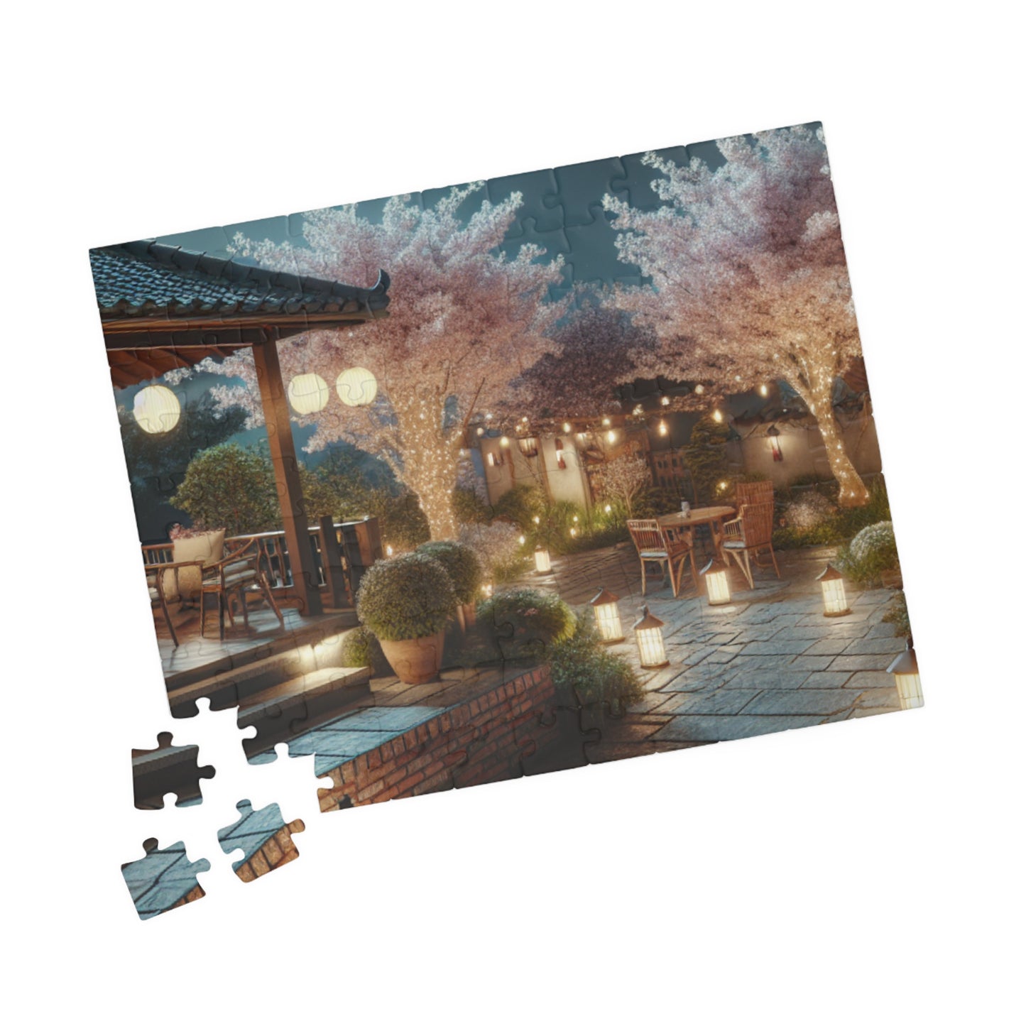 Midnight Blossom Porch-Cherry Blossom Jigsaw Puzzle