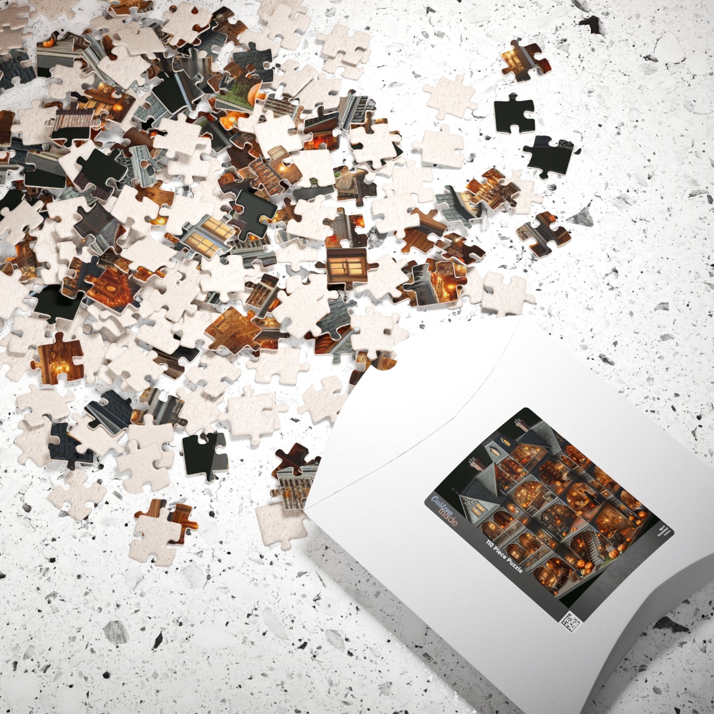 Creepy Halloween House Puzzle, Haunted Rooms Jigsaw, Spooky Holiday Activity (110, 252, 520 Pieces)