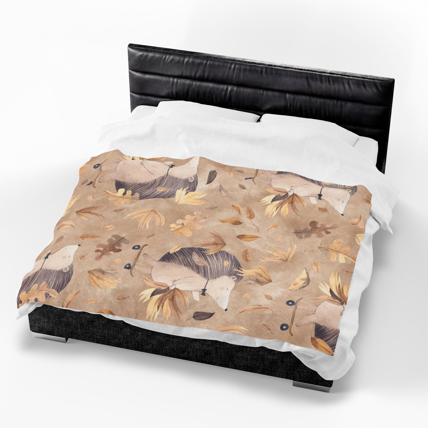Hedgehog Skate Velveteen Plush Blanket – Cute Woodland Animal Throw for Kids & Cozy Autumn Decor