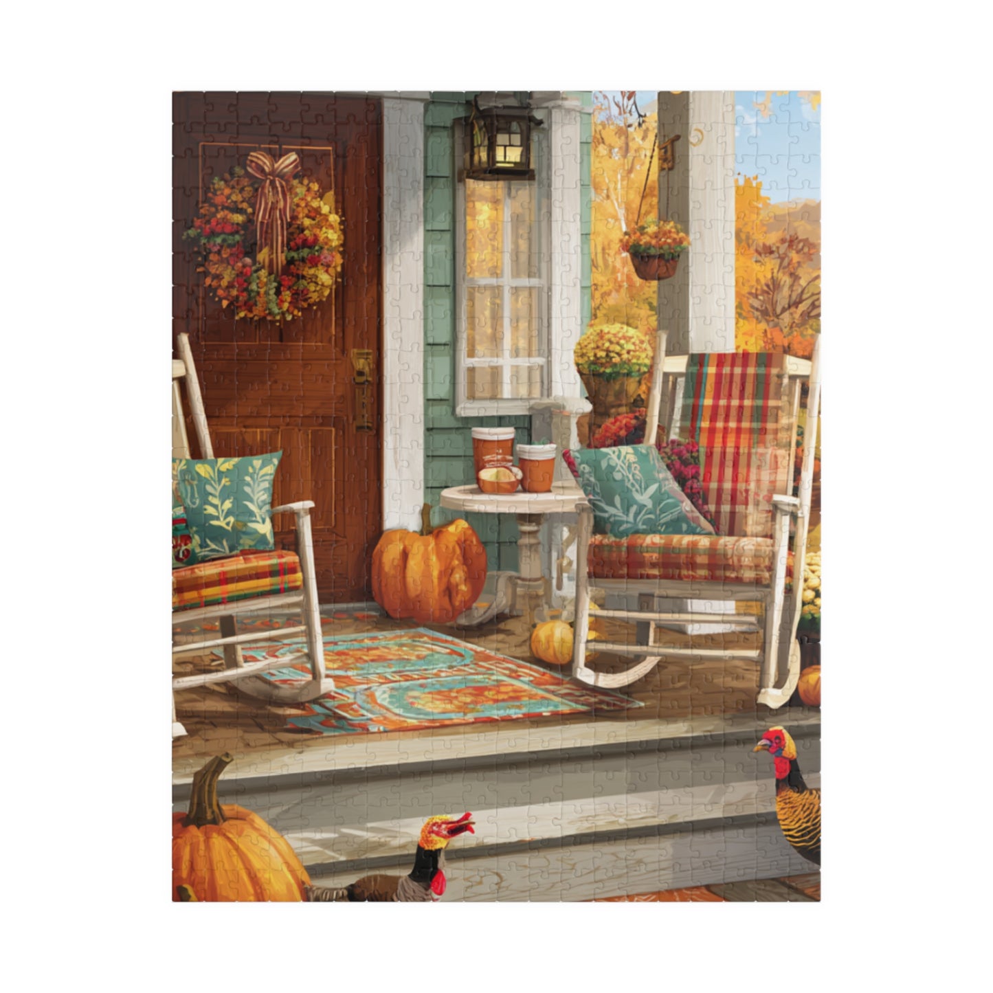Cozy Autumn Porch Scene Jigsaw Puzzle — Fall Decor Puzzle (110/252/520/1014 pcs)