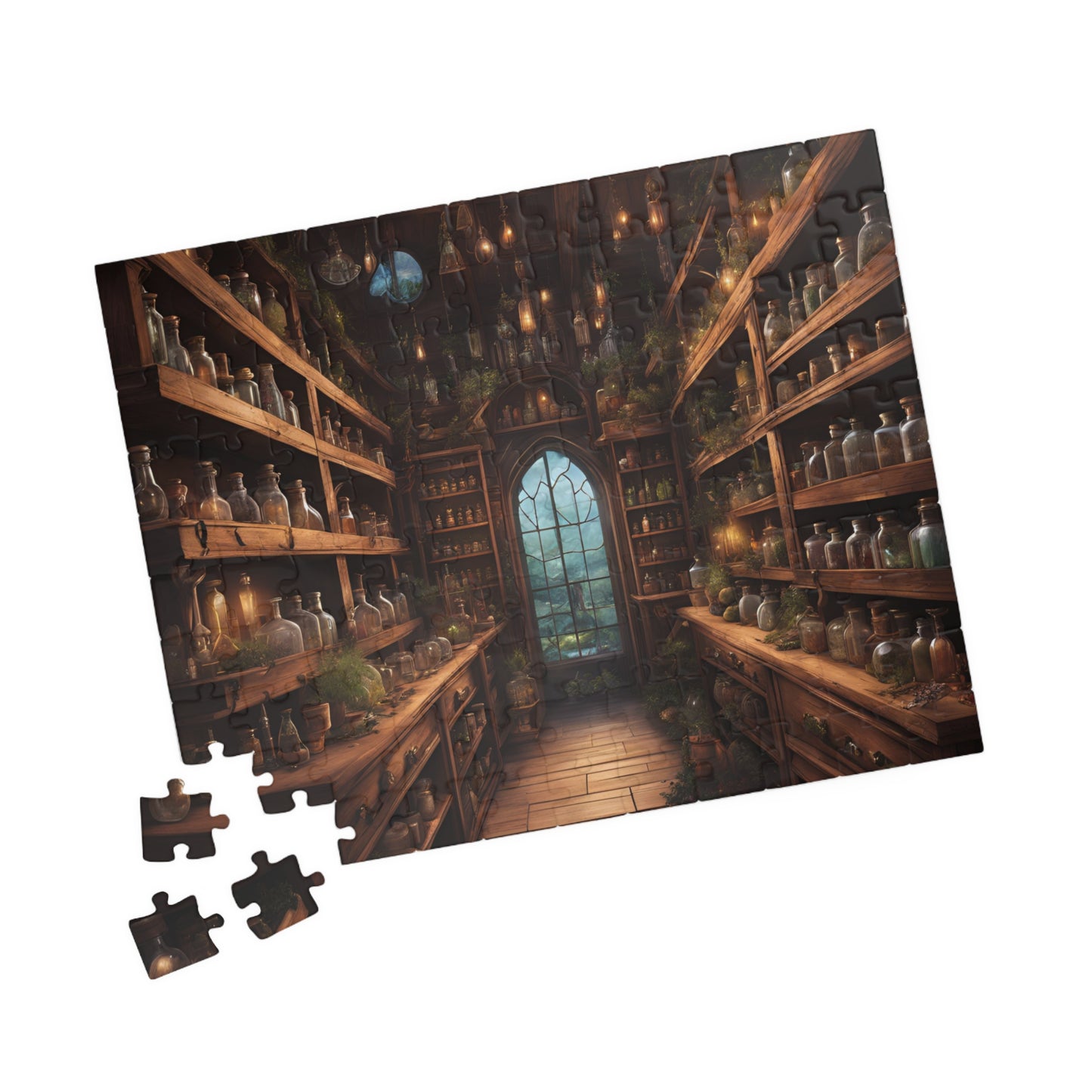 The Potion Vault Puzzle (110, 252, 520, 1014-piece), alchemy puzzle, potion puzzle, witchy puzzle, magic puzzle,