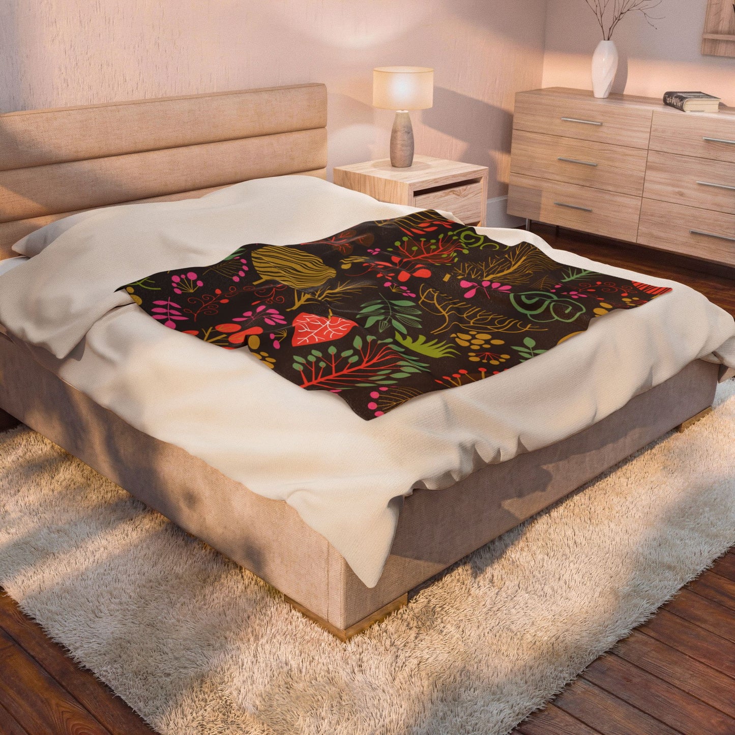 Floral Forest Velveteen Plush Blanket