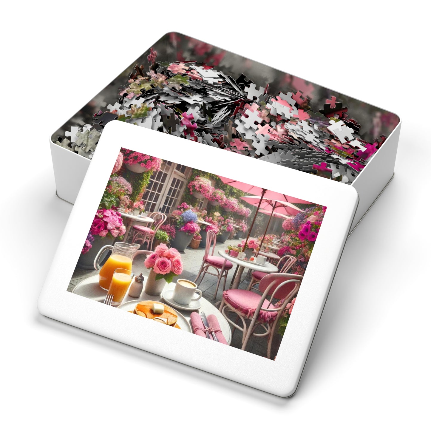 Blooming Café Bliss: Pancakes In Paradise- Jigsaw Puzzle