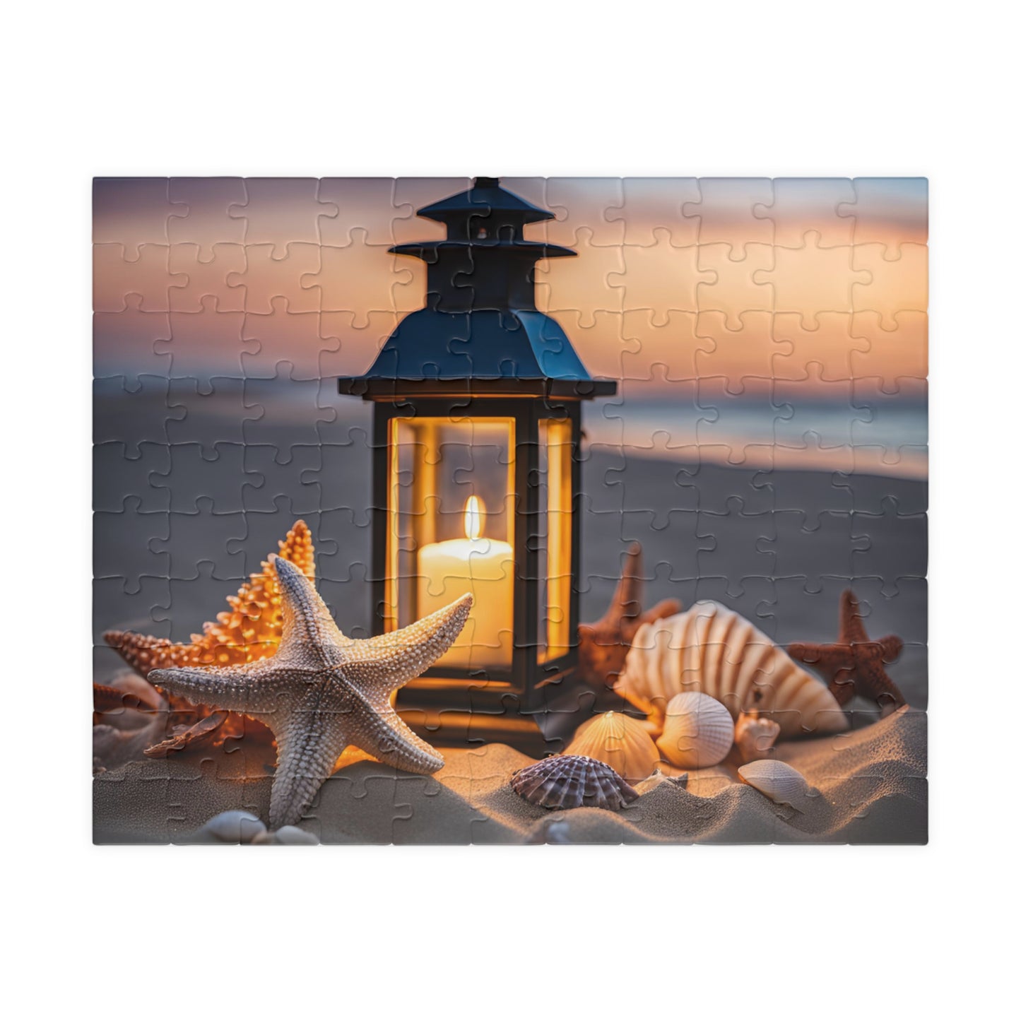 Serenity with Seashells and Lantern, Coastal Decor, Gift for Ocean Lovers, Family Game Night