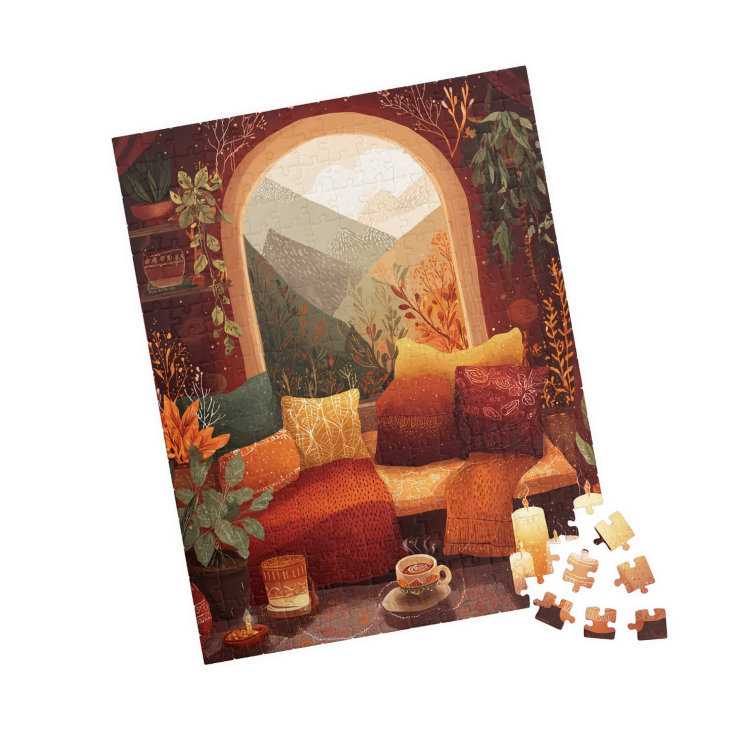 The Autumn Hygge Collection, Autumn Mountain Whispers Puzzle, Cozy Whimsical Autumn Living Room Jigsaw, 110 to 1014 Pieces, Fall Decor Gift
