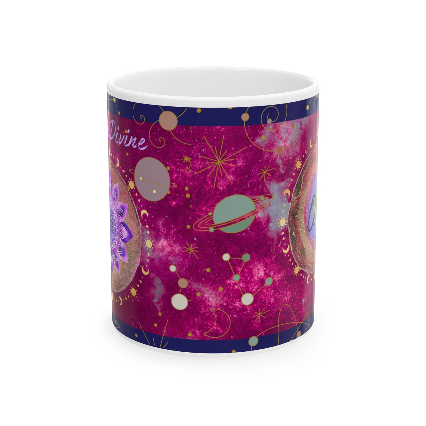 Crown Chakra Mug, Ethereal Chakra Mug Collection, 7th Chakra, Spiritual Mug, I Am Divine,  OM Mug, 11oz, 15oz Mug, Meditation Gift
