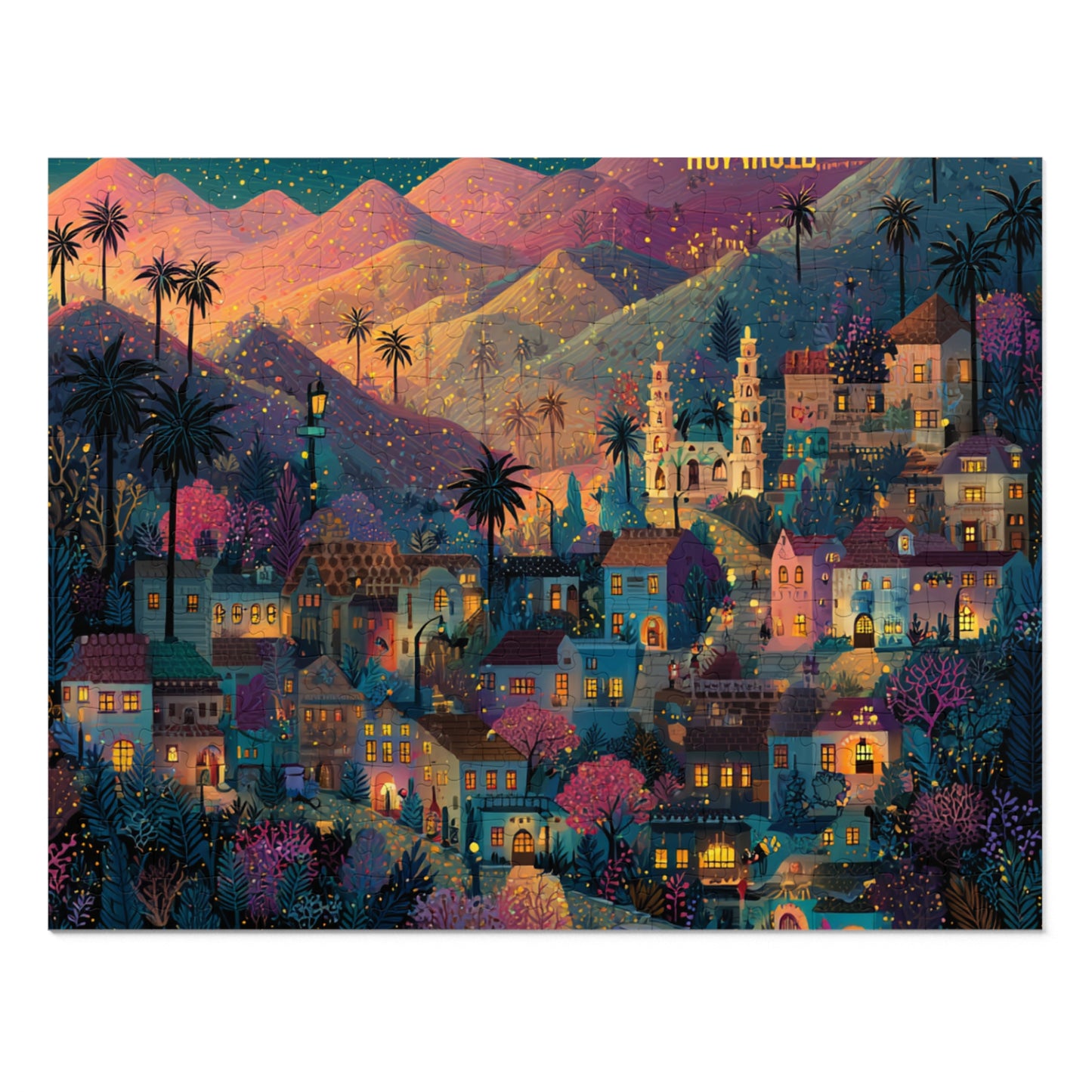 Los Angeles: The Magic of Hollywood Jigsaw Puzzle with Tin