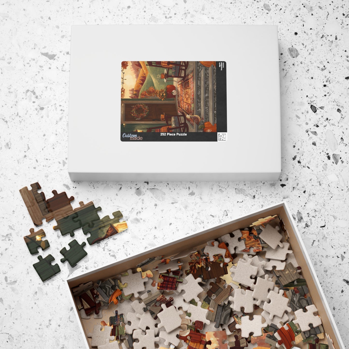 Country Home Autumn Porch Puzzle — Cozy Fall 110/252/520/1014-Piece Jigsaw