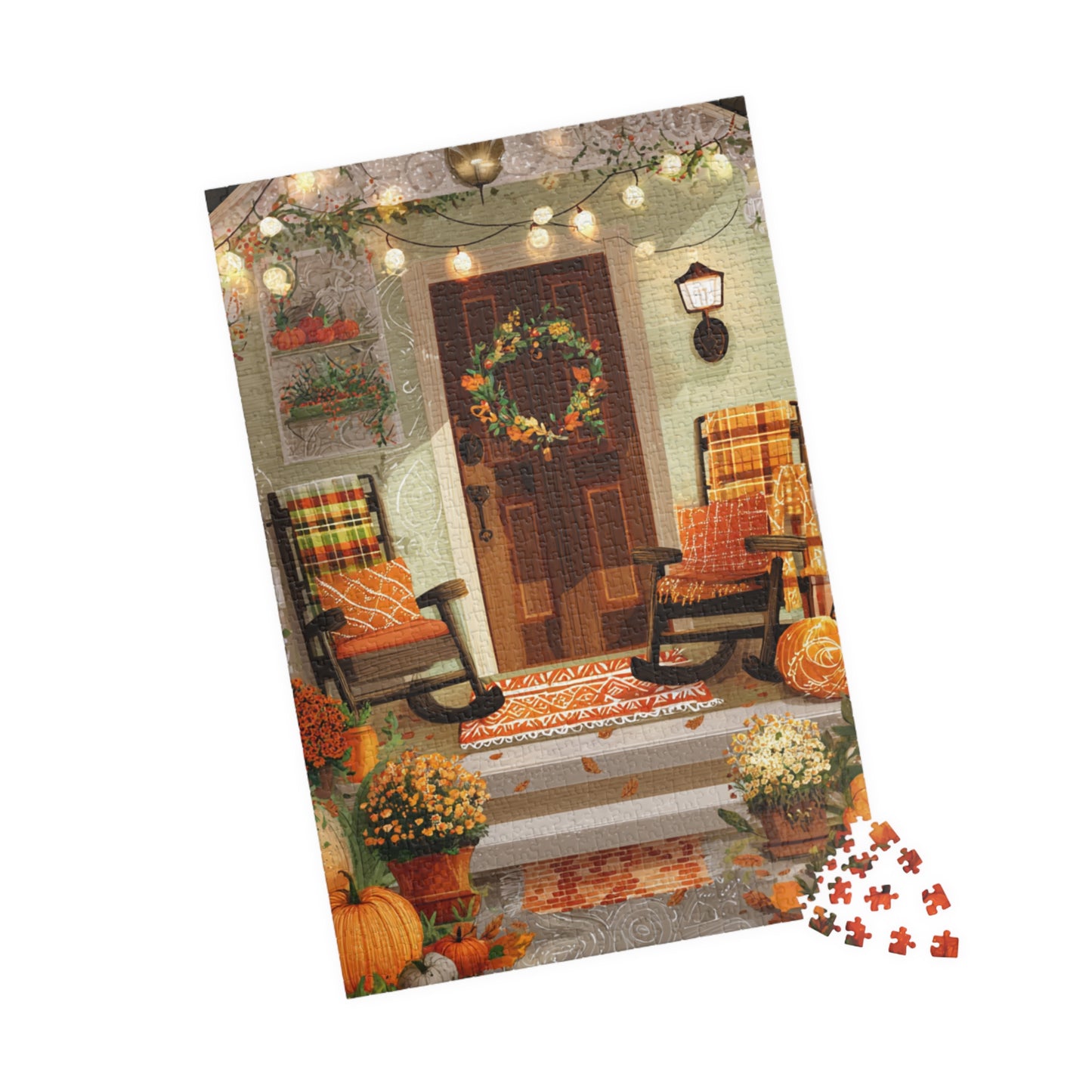Autumn Porch Puzzle — 520/1014-Piece Fall Jigsaw with Cozy Harvest Doorway Scene