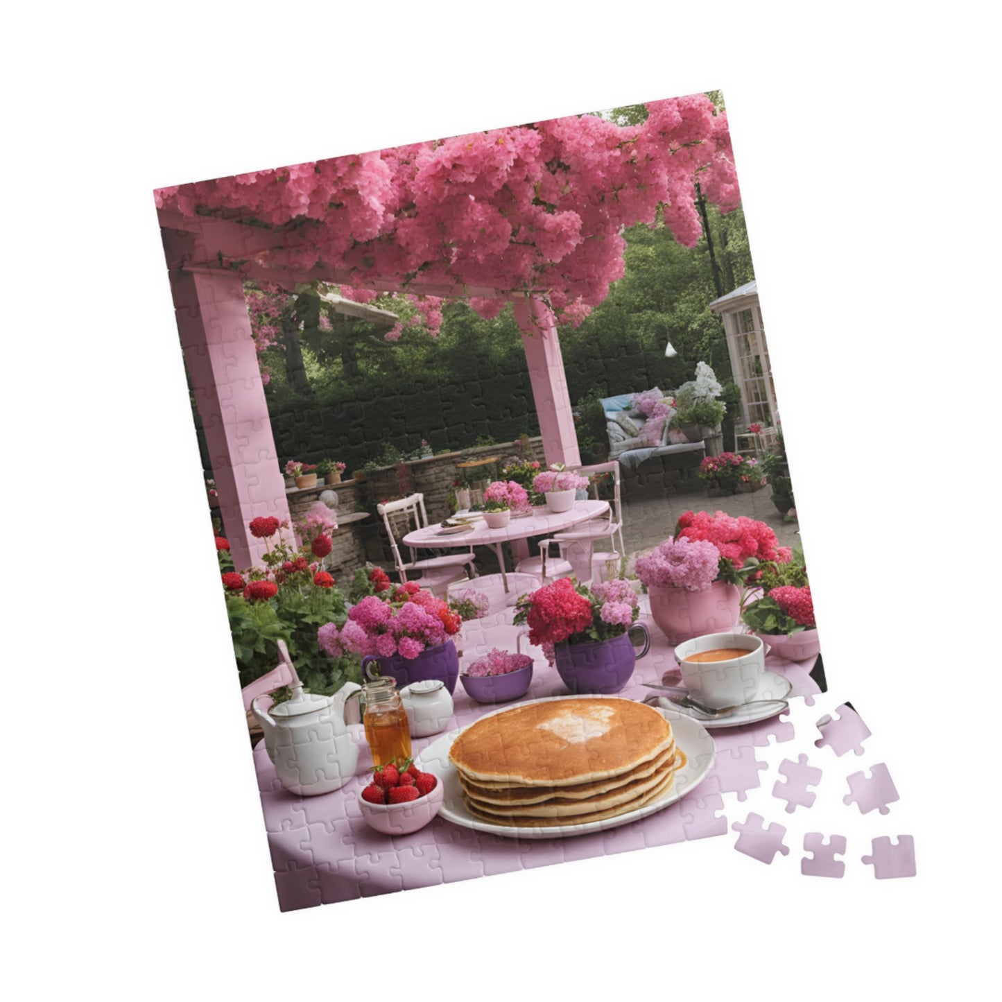 Pink Floral Café: Pancake Breakfast Bliss Puzzle - 110, 252, 520, 1014 Pieces