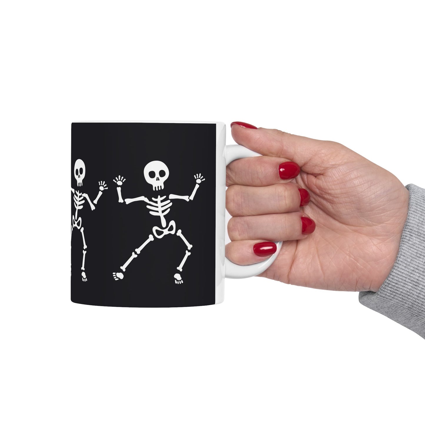 Skeleton Dance Ceramic Mug: Fun Halloween Gift, Coffee Cup, Party Decor, Spooky Season, 11 oz and 15 oz mugs