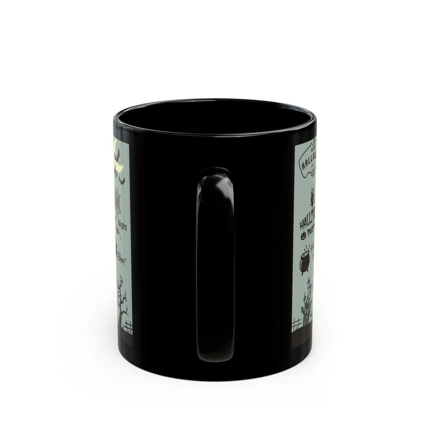 Halloween-Themed Black Mug, Spooky Coffee Cup, Ideal for Halloween Parties, Boo Lover Gift, Autumn Decor