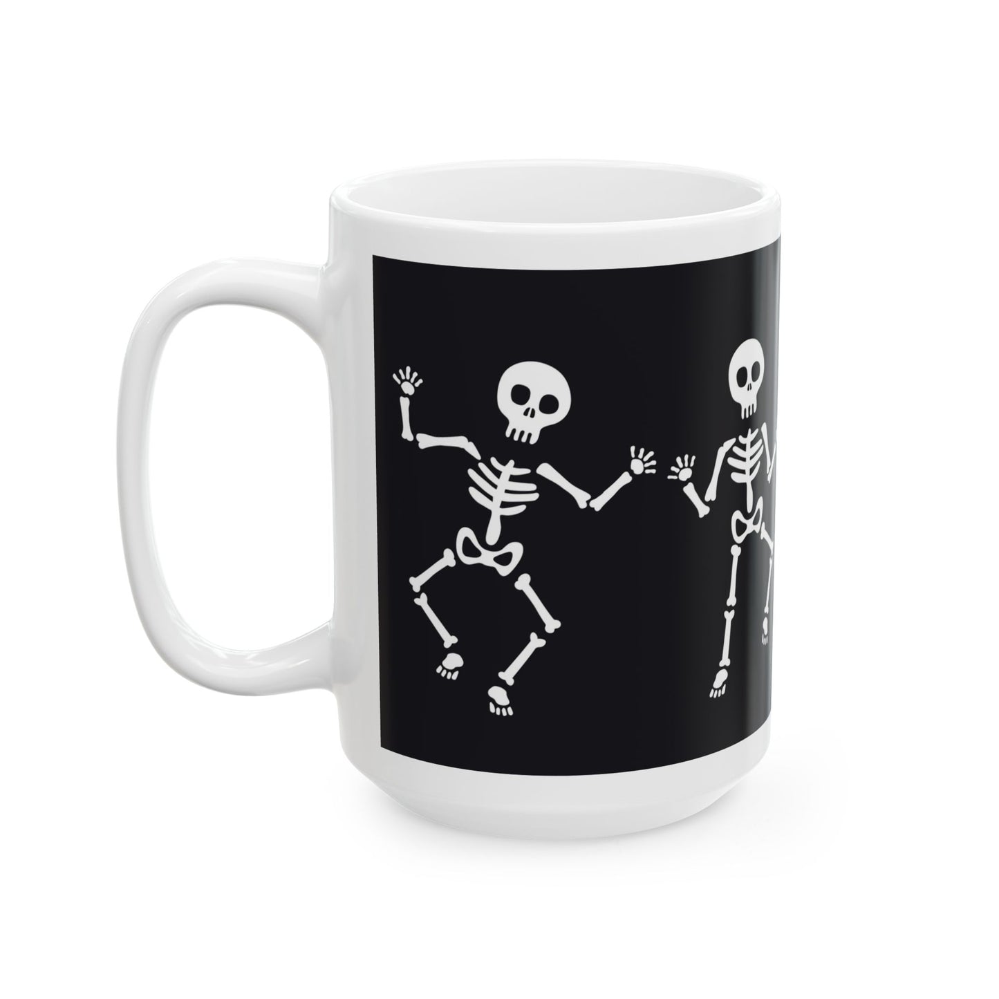 Skeleton Dance Ceramic Mug: Fun Halloween Gift, Coffee Cup, Party Decor, Spooky Season, 11 oz and 15 oz mugs