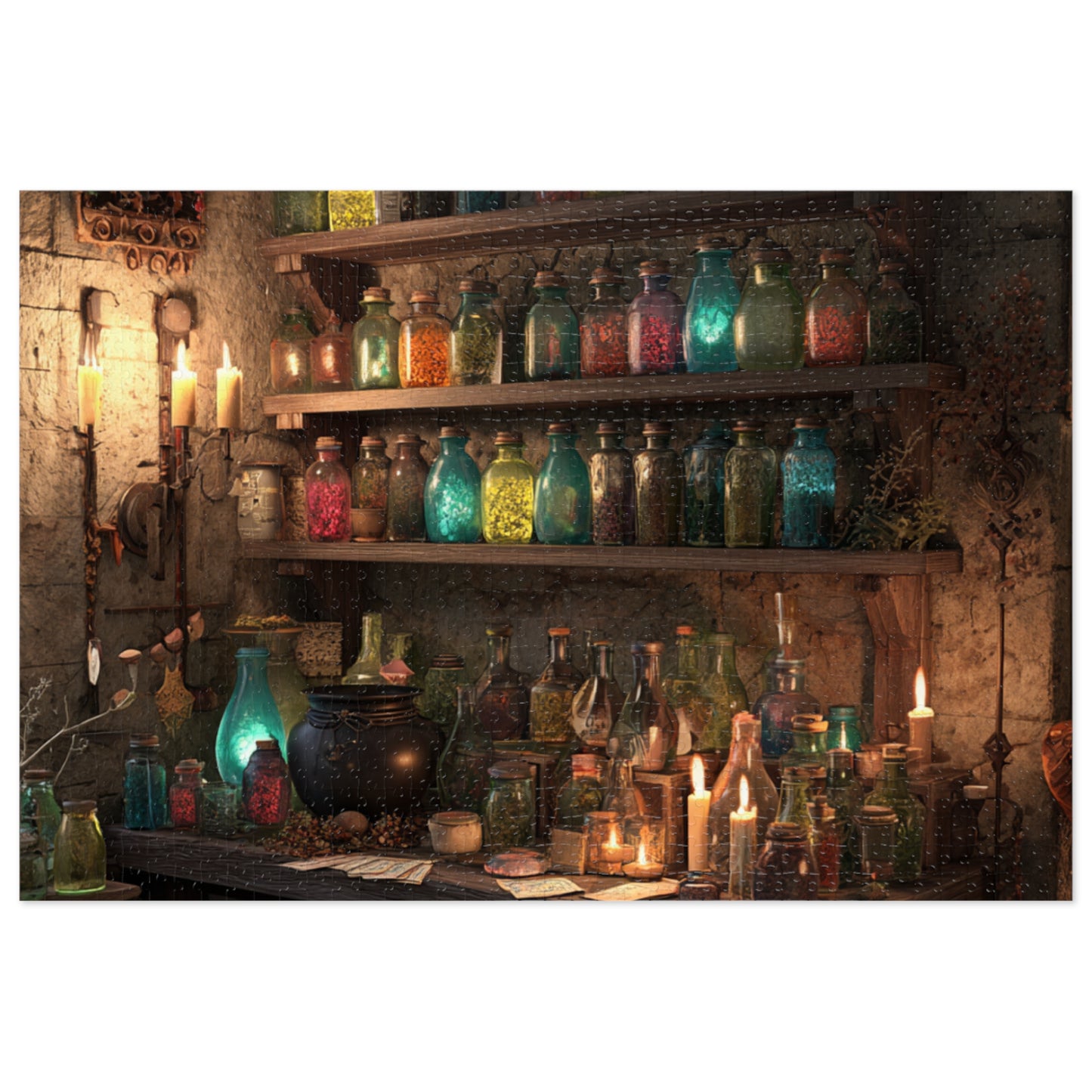 Witchs Potion Room Puzzle with Spellbinding Bottles, Magical Brews an Enchanted Jigsaw Puzzle with Decorative Tin