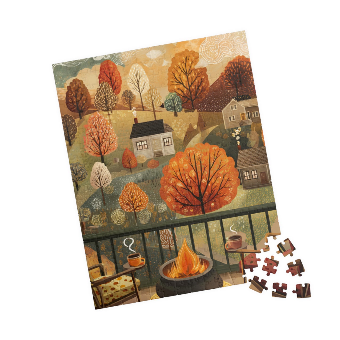 Autumn Evening Puzzle — Cozy Fall Landscape Jigsaw (110/252/520/1014 pcs)