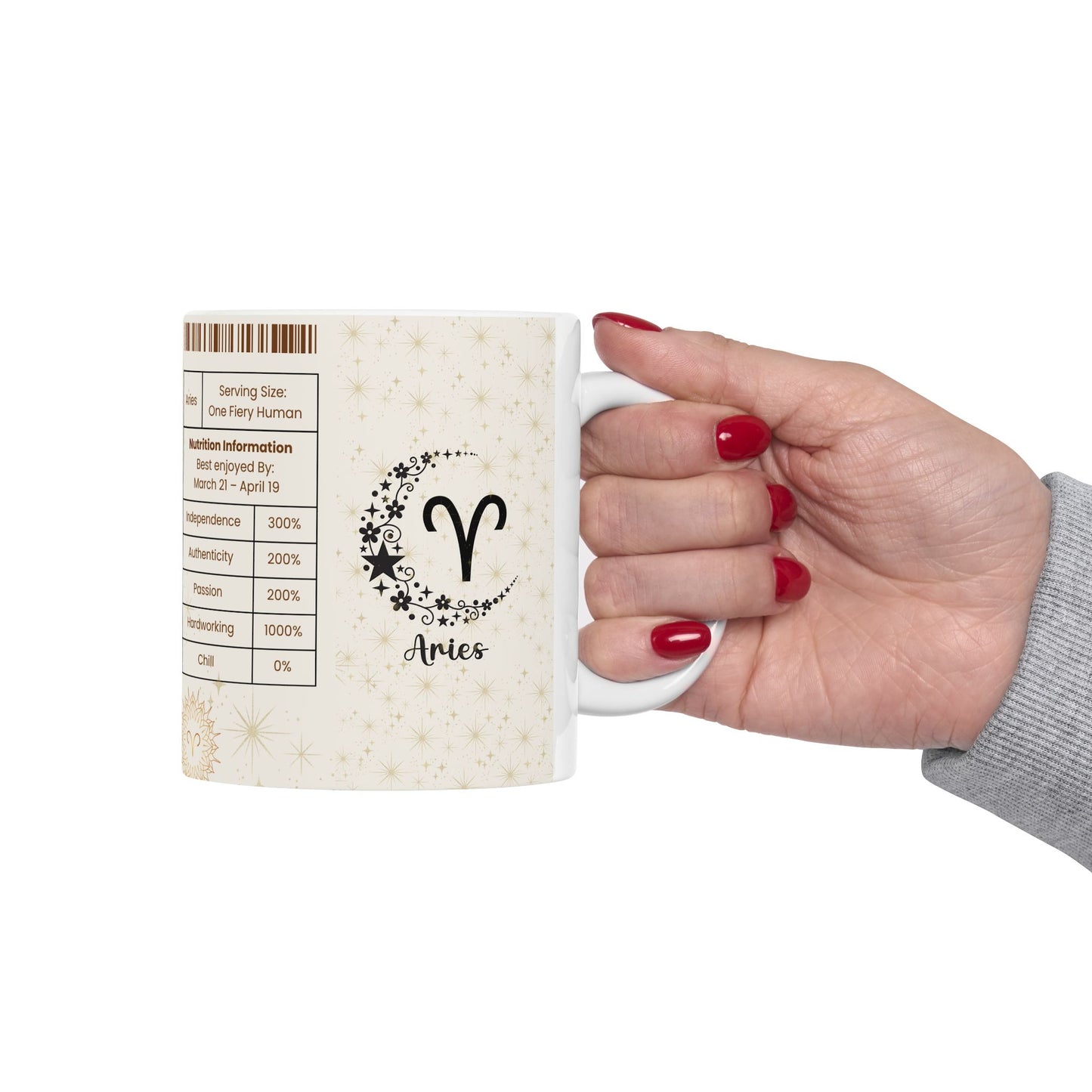 Aries Nutrition Facts Mug, Funny Astrology Gift for Aries Lovers, Horoscope Coffee Cup, Aries Birthday Gift, 11oz 15oz Mugs