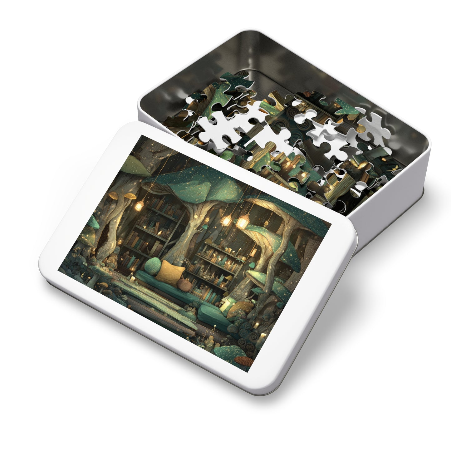 Mystical Mushroom Library Jigsaw Puzzle (with Tin)
