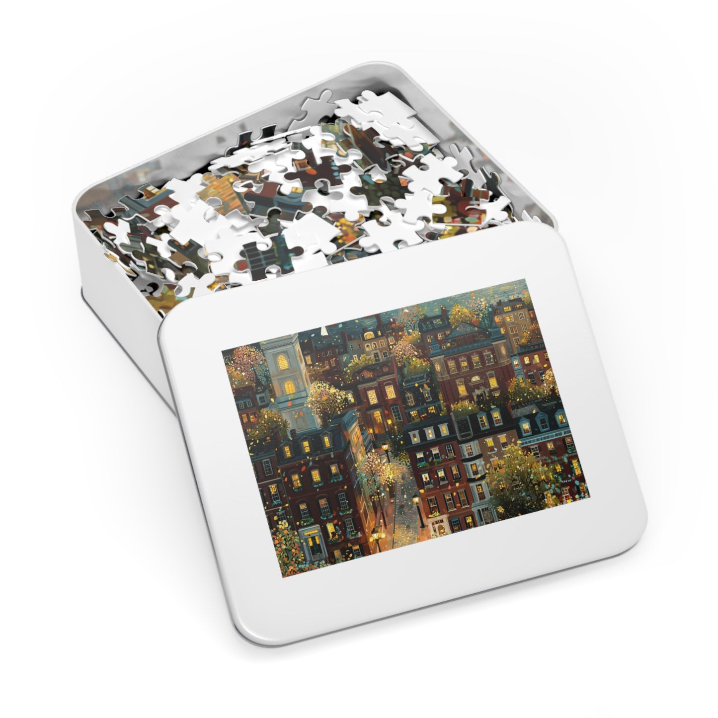 Whimsical Boston Puzzle – A Magical New England Adventure Jigsaw Puzzle with Tin
