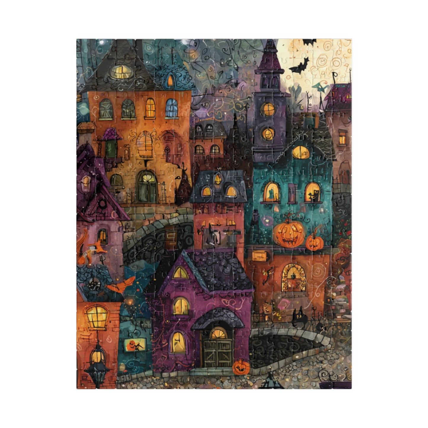 Spookington Village Puzzle Collection, Whimsical & Spooky Halloween Town Jigsaw for Family Fun, Spooky Atmosphere, Halloween Puzzle Gift