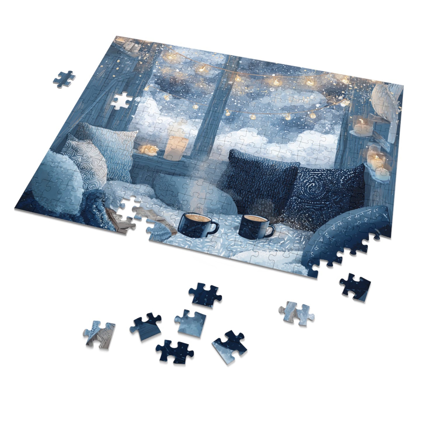 Snowy Window Glow Cozy Winter Night Hygge Jigsaw for Relaxing Evenings & Holiday Gifts