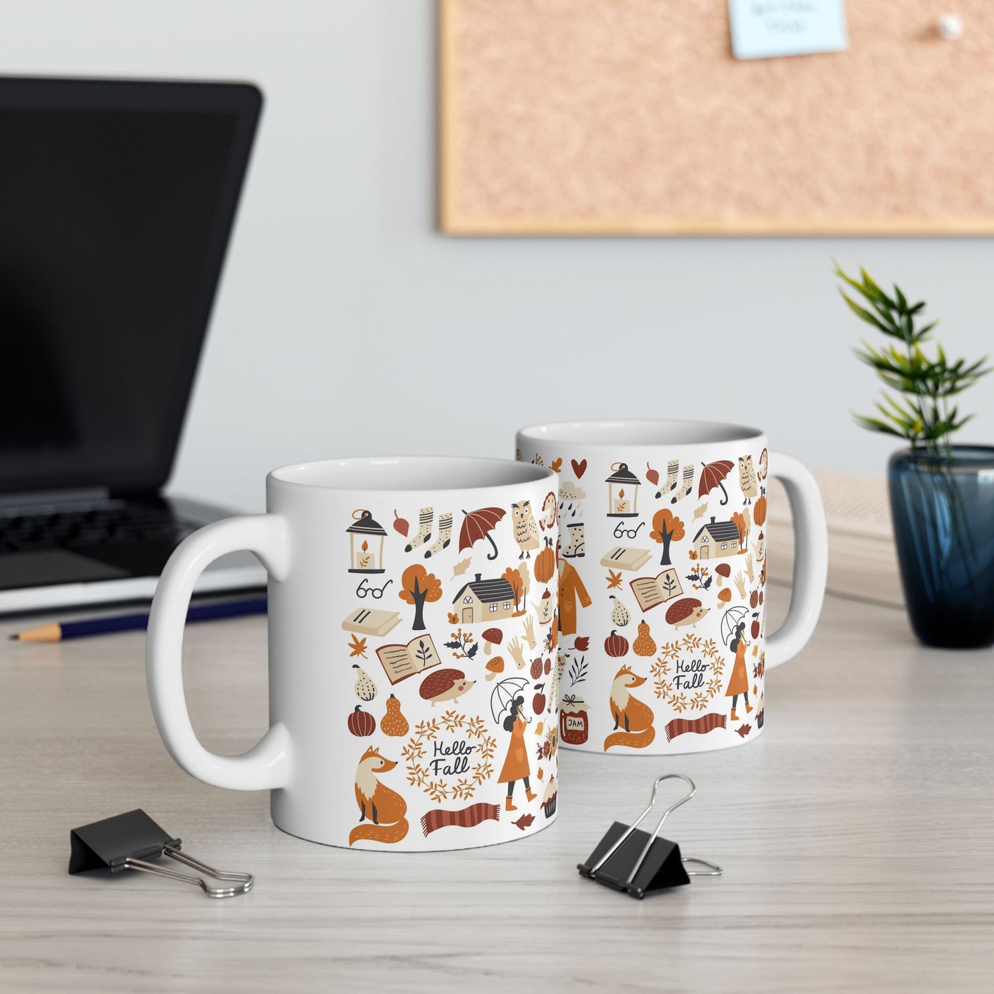Cozy Autumn Ceramic Mug, Fall Coffee Cup, Pumpkin Spice Gift, Seasonal Kitchen Decor, Cute Fox Design, Perfect For Fall Celebrations