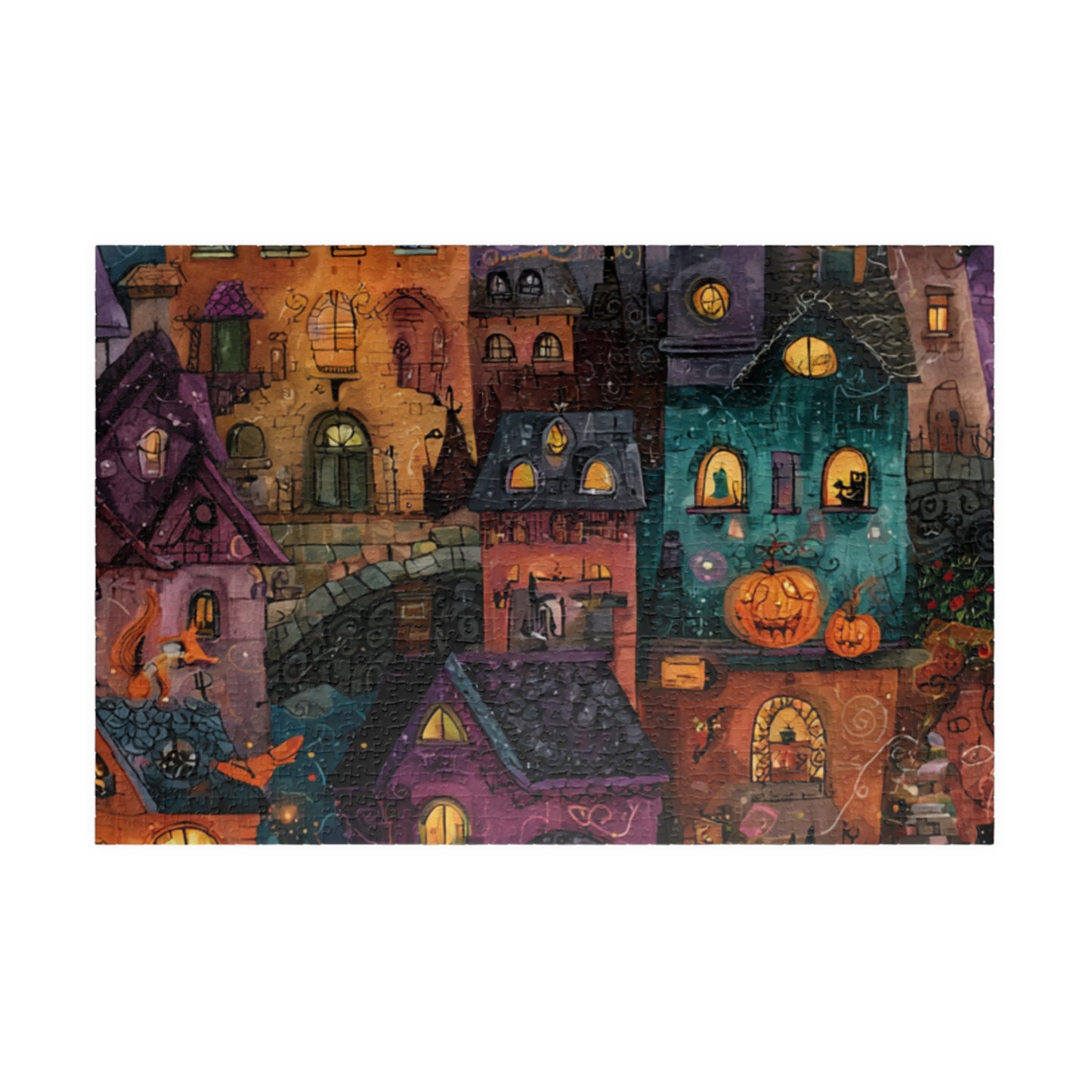 Spookington Village Puzzle Collection, Whimsical & Spooky Halloween Town Jigsaw for Family Fun, Spooky Atmosphere, Halloween Puzzle Gift