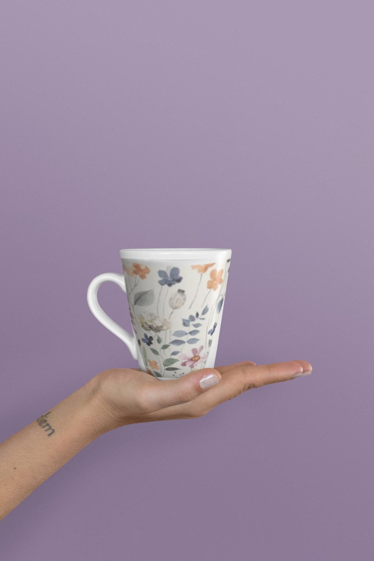 Floral Latte Mug - Elegant Coffee Cup, Gift for Her, Spring Decor, Tea Lover's Essential, Housewarming Gift