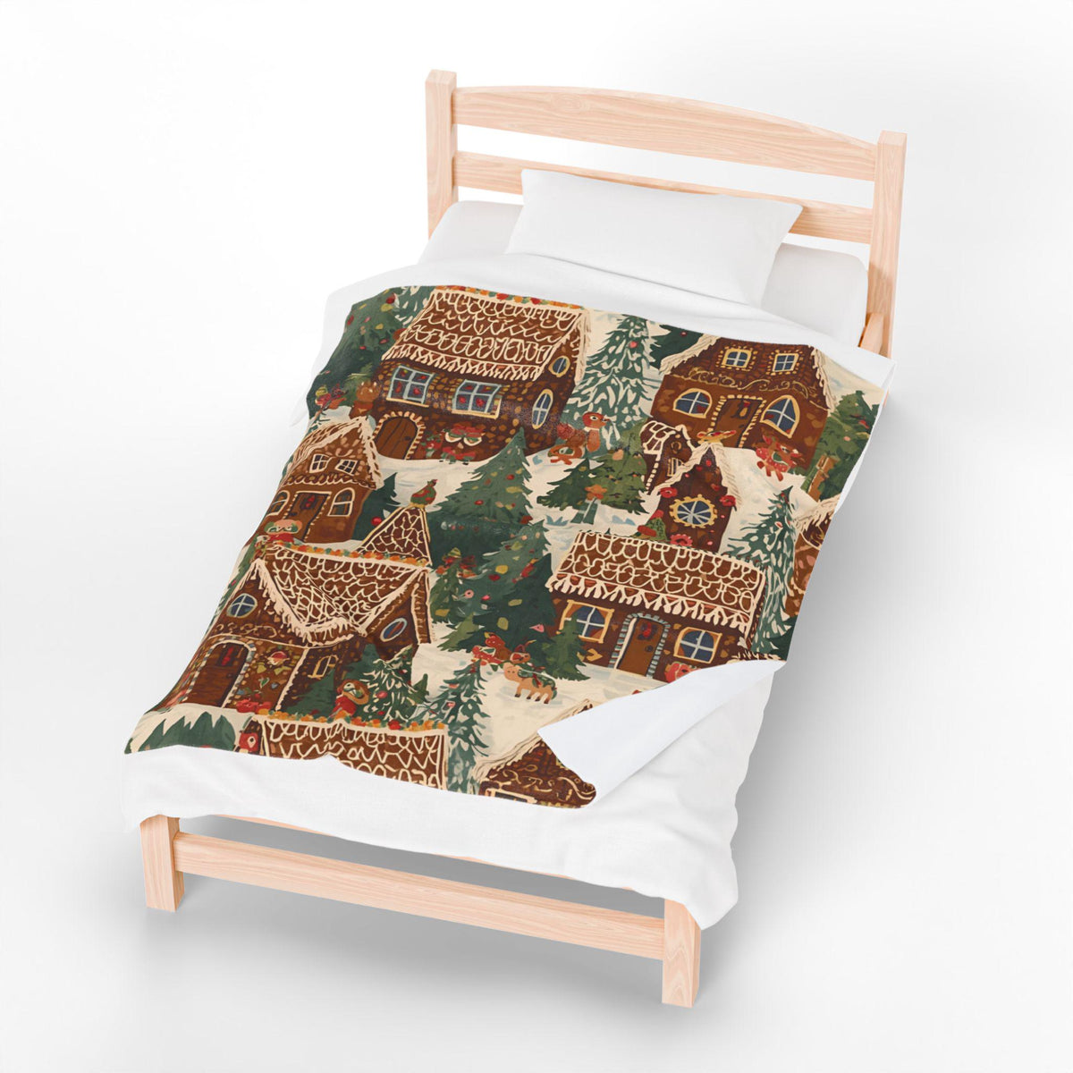 Whimsical Gingerbread House Winter Velveteen Plush Blanket | Cozy Christmas Throw | Soft Plush Blanket Gift | Holiday Home Decor