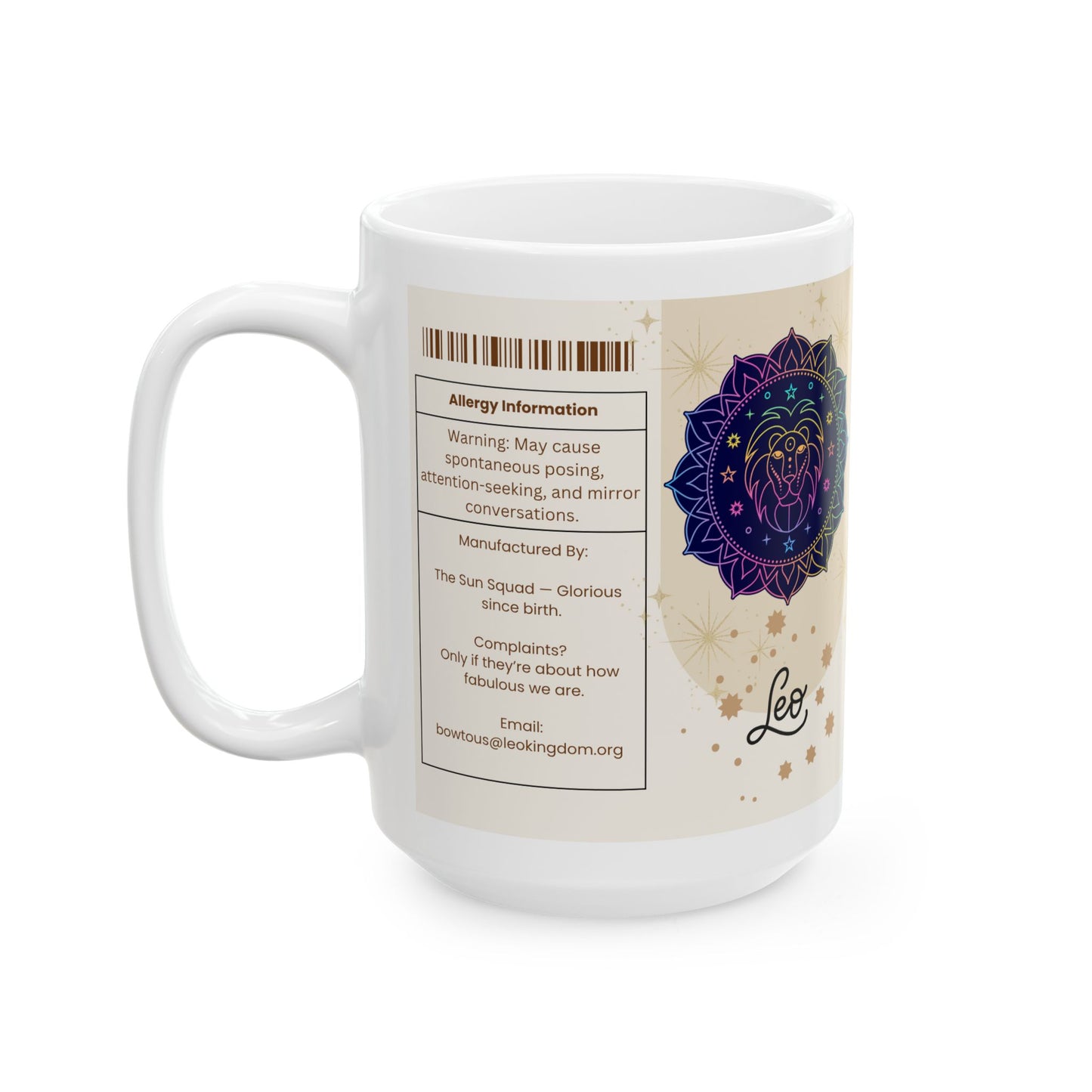 Leo Nutrition Facts Mug, Funny Astrology Gift, Zodiac Ceramic Mug 11oz & 15oz, Birthday Gift for Leo, Astrology Lover Gift
