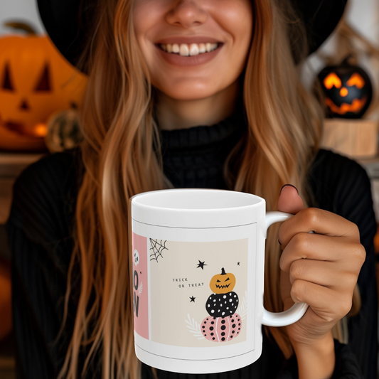 Trick or Treat Mug, Halloween Coffee & Tea Mug, Cute Pumpkin Design, 11 oz and 15 oz mugs, Perfect Halloween Gift