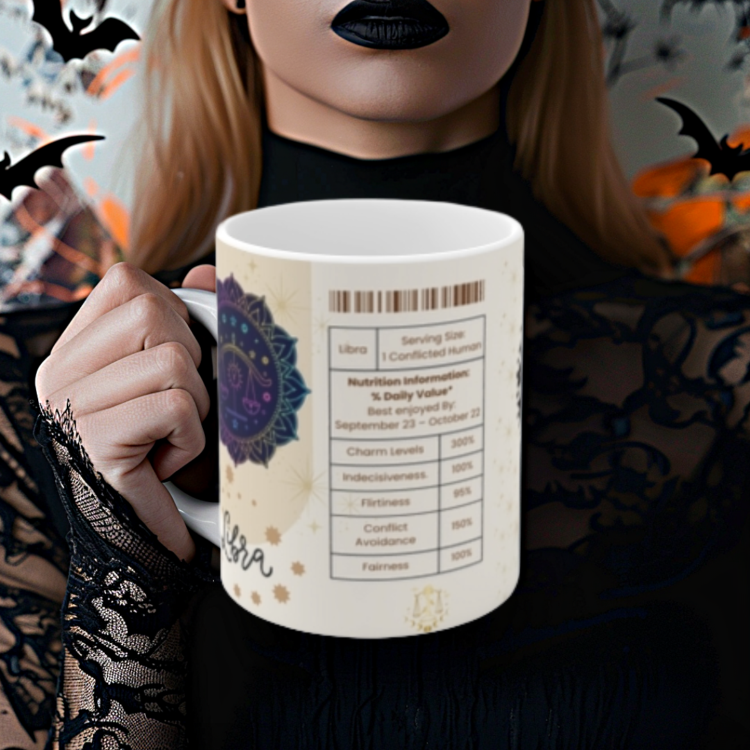 Libra Zodiac Ceramic Mug | Astrology Gift, Horoscope Mug, Spiritual Drinkware, Astrology Kitchen Decor, Personalized Birthday Gift