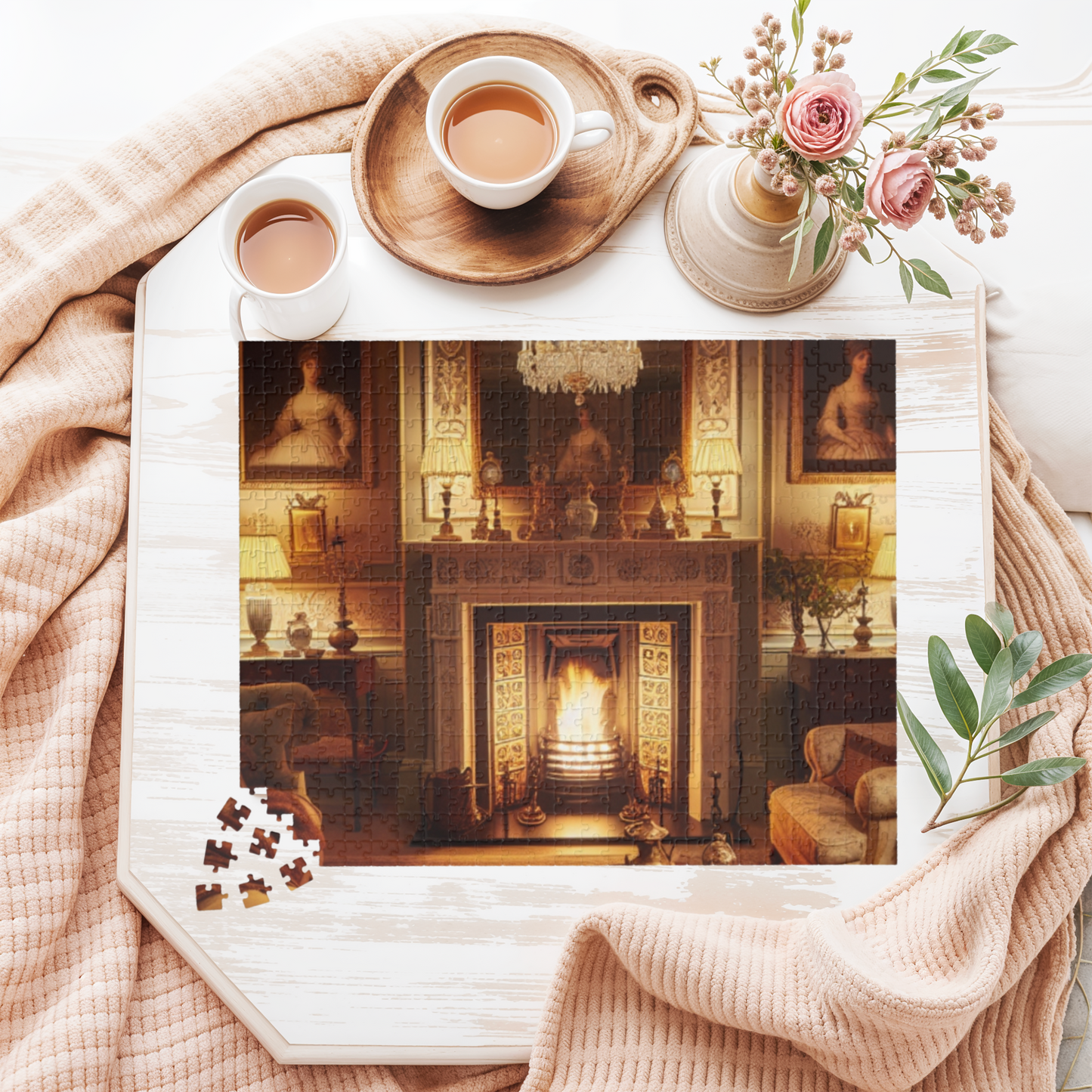 Victorian Elegance Puzzle – Cozy Victorian Living Room with Fireplace, Perfect Fall & Winter Gift