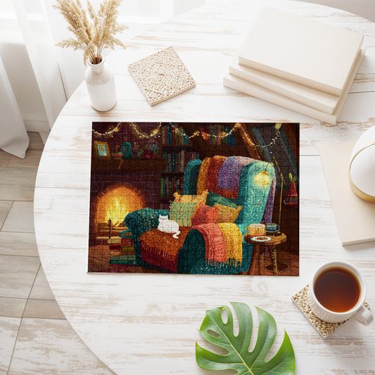Cozy Cat Jigsaw Puzzle with Tin, Fun Family Activity, Cat Lovers Gift, Home Decor, Relaxing Indoor Game, Perfect for Holidays