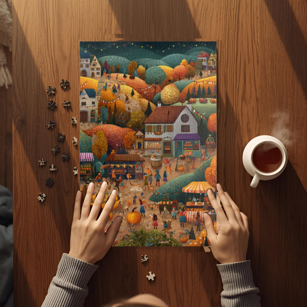 Cozy Fall Festival in the Countryside Jigsaw Puzzle – Fun Family Activity, Autumn Decor, Relaxing Indoor Game, Perfect Gift for Holidays & Birthdays