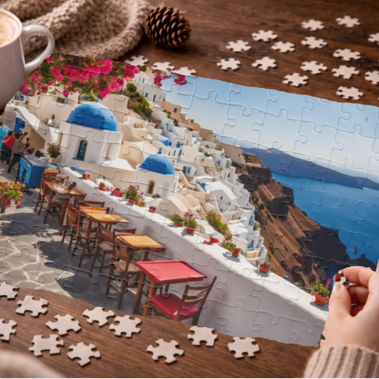 Santorini Scenic Puzzle - 110, 252, 520, 1014-piece, Perfect gift for travel lovers, Home decor, Family game night, Mindfulness activity,