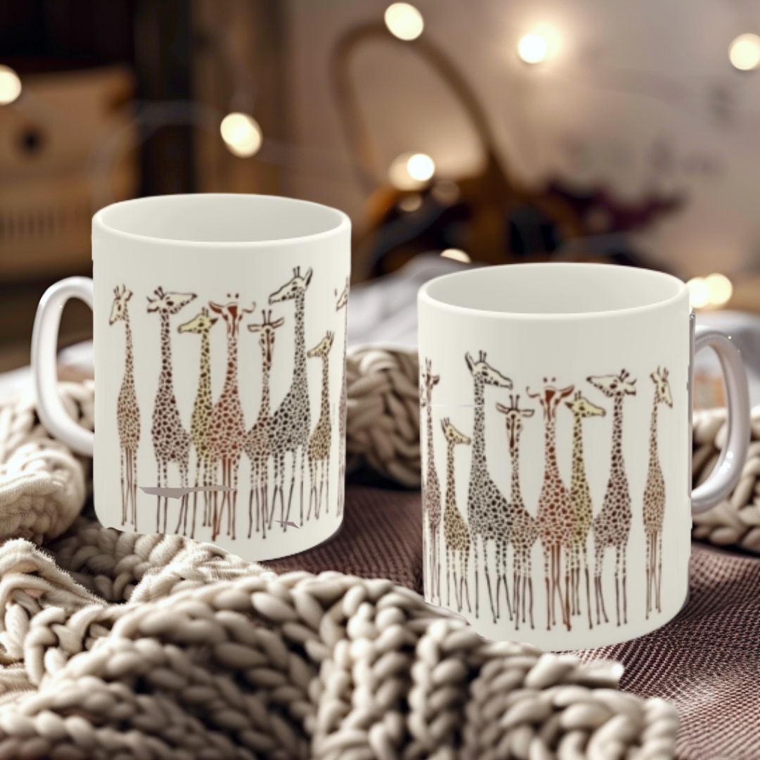Adorable Giraffe Family Mug, Whimsical Animal Coffee Mug, Safari Wildlife Gift, Birthday Gift, 11oz and 15oz