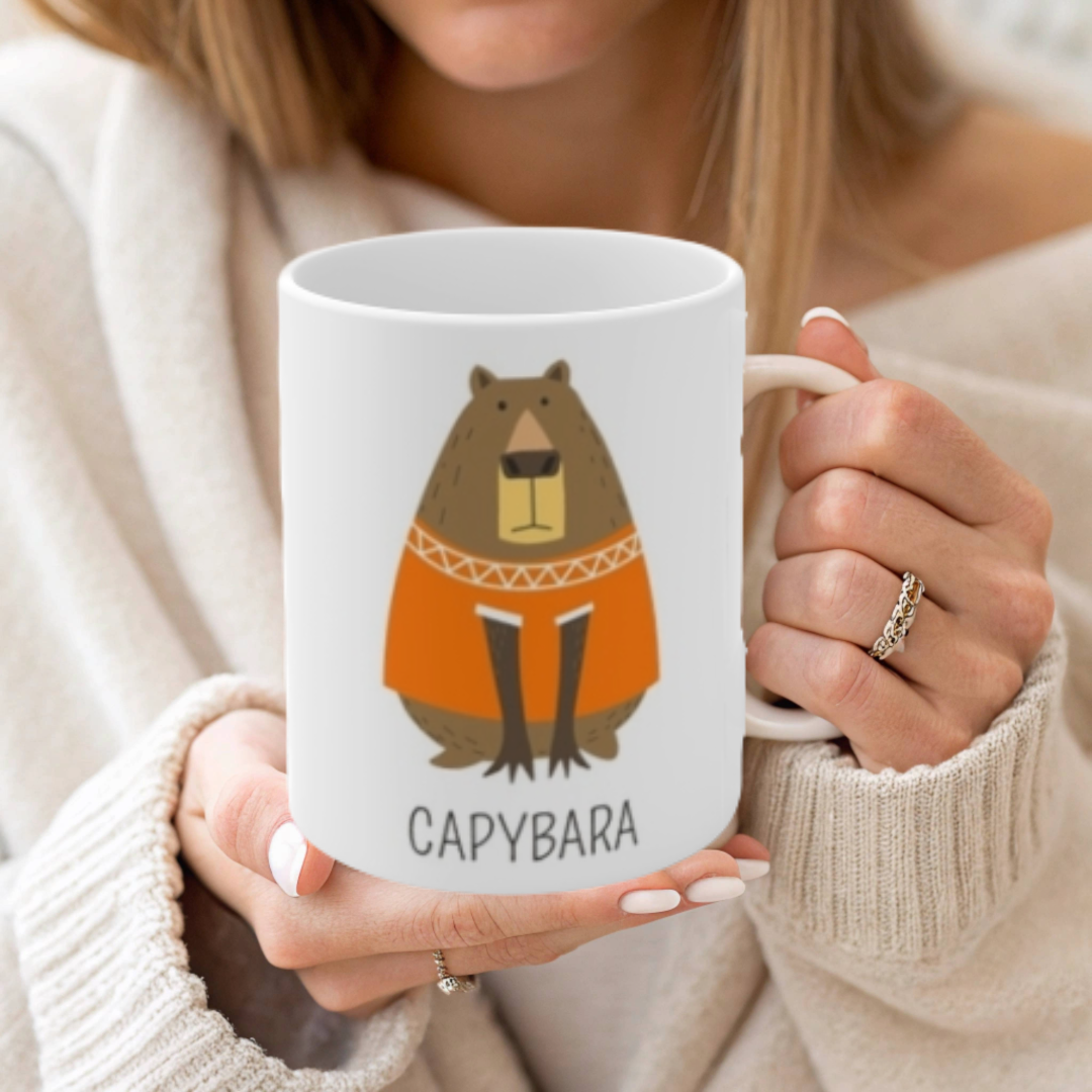 Cozy Capybara Ceramic Mug, Whimsical Animal Coffee Mug, Cute Capybara Gift, 11oz and 15oz | Birthday GIft