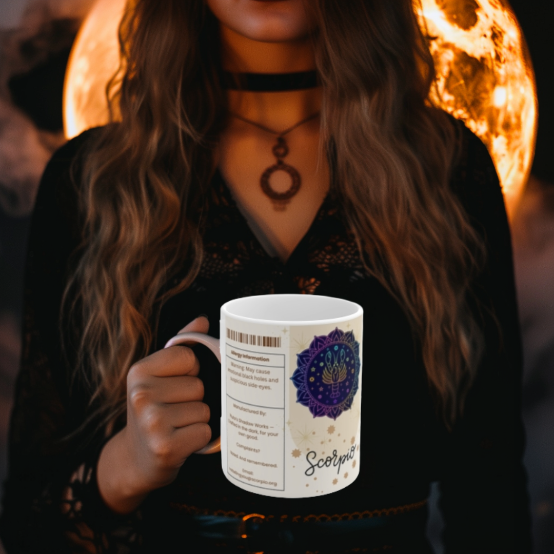 Scorpio Nutrition Facts Mug, Funny Astrology Gift, Zodiac Ceramic Mug 11oz & 15oz, Birthday Gift for Scorpio, Astrology Lover Gift