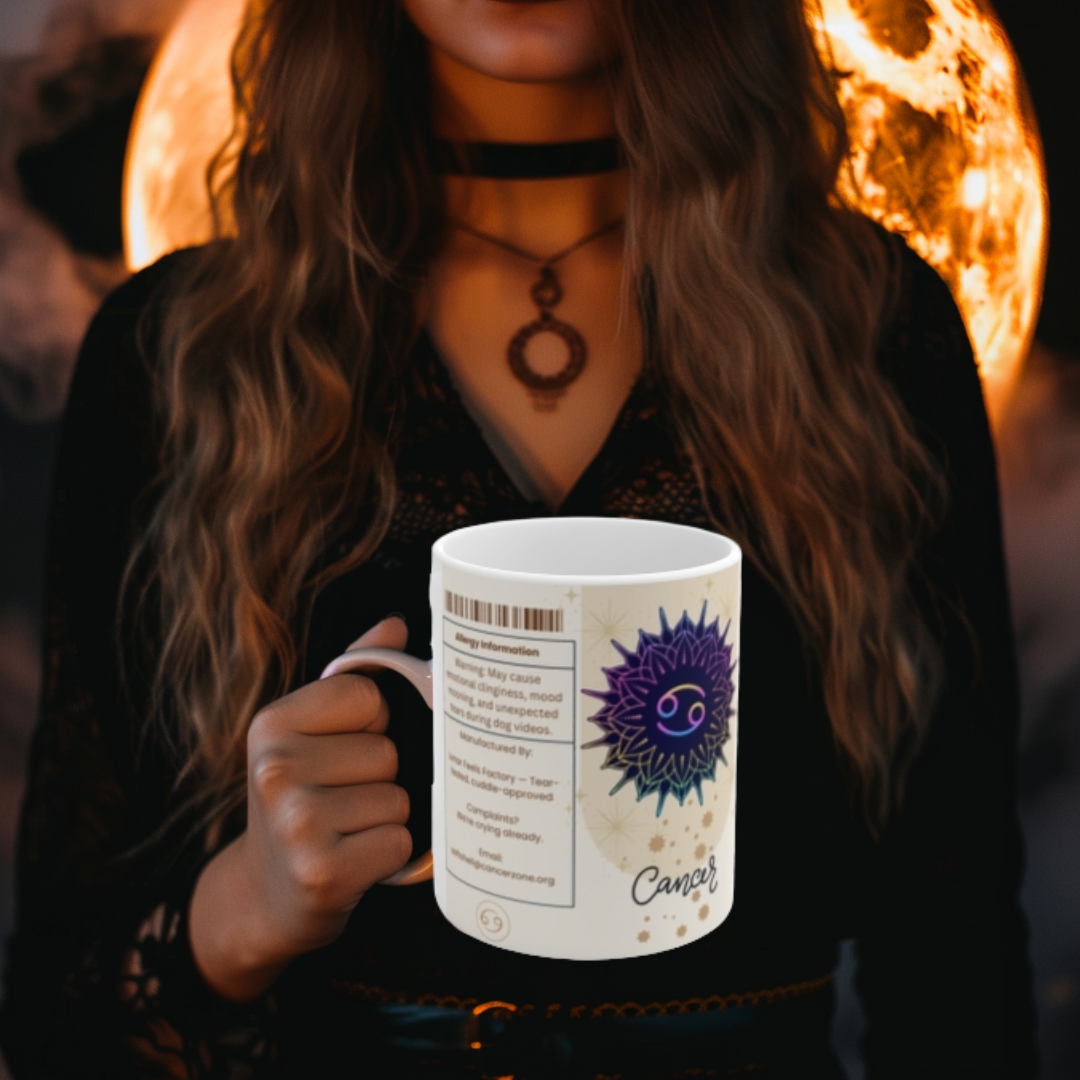Cancer Nutrition Facts Mug, Funny Astrology Gift, Zodiac Ceramic Mug 11oz & 15oz, Birthday Gift for Cancer, Astrology Lover Gift