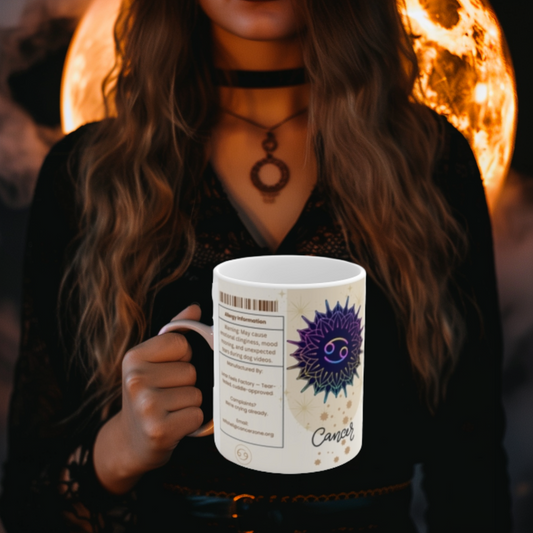 Cancer Nutrition Facts Mug, Funny Astrology Gift, Zodiac Ceramic Mug 11oz & 15oz, Birthday Gift for Cancer, Astrology Lover Gift