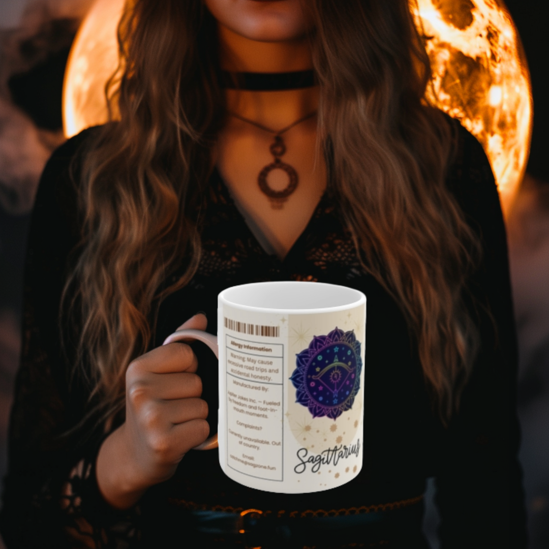 Sagittarius Nutrition Facts Mug, Funny Astrology Gift, Zodiac Ceramic Mug 11oz & 15oz, Birthday Gift for Sagittarius, Astrology Lover Gift