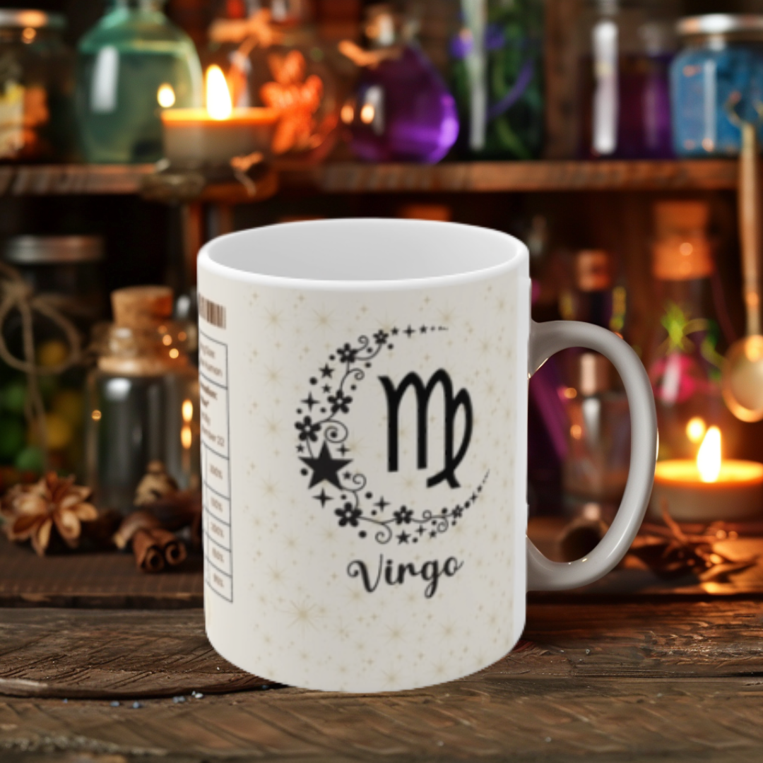 Virgo Nutrition Facts Mug, Funny Astrology Gift, Zodiac Ceramic Mug 11oz & 15oz, Birthday Gift for Virgo, Astrology Lover Gift