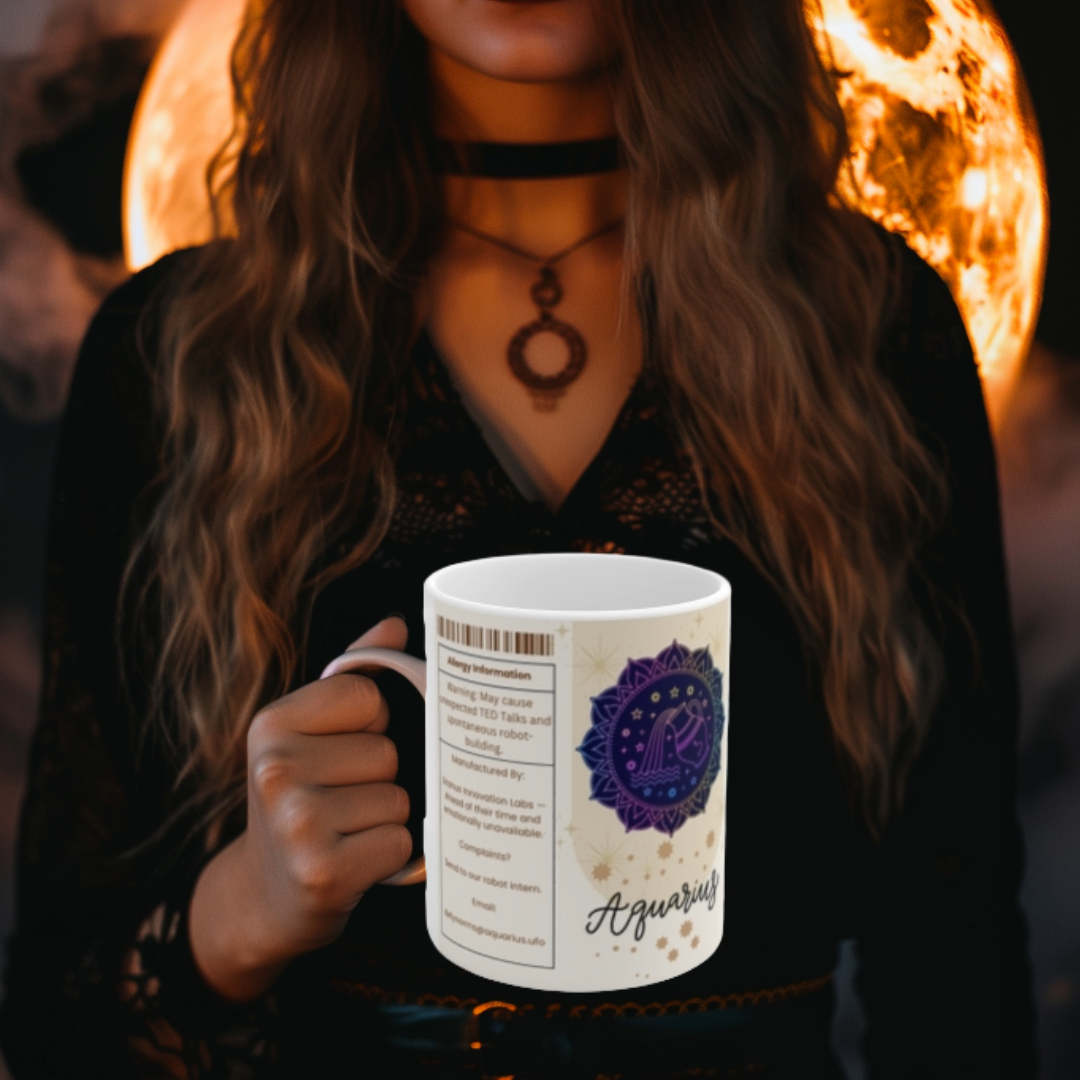 Aquarius Nutrition Facts Mug, Funny Astrology Gift, Horoscope Coffee Cup, 11oz, 15oz Mug, Aquarius Birthday Gift