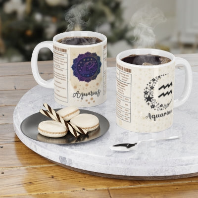 Aquarius Nutrition Facts Mug, Funny Astrology Gift, Horoscope Coffee Cup, 11oz, 15oz Mug, Aquarius Birthday Gift
